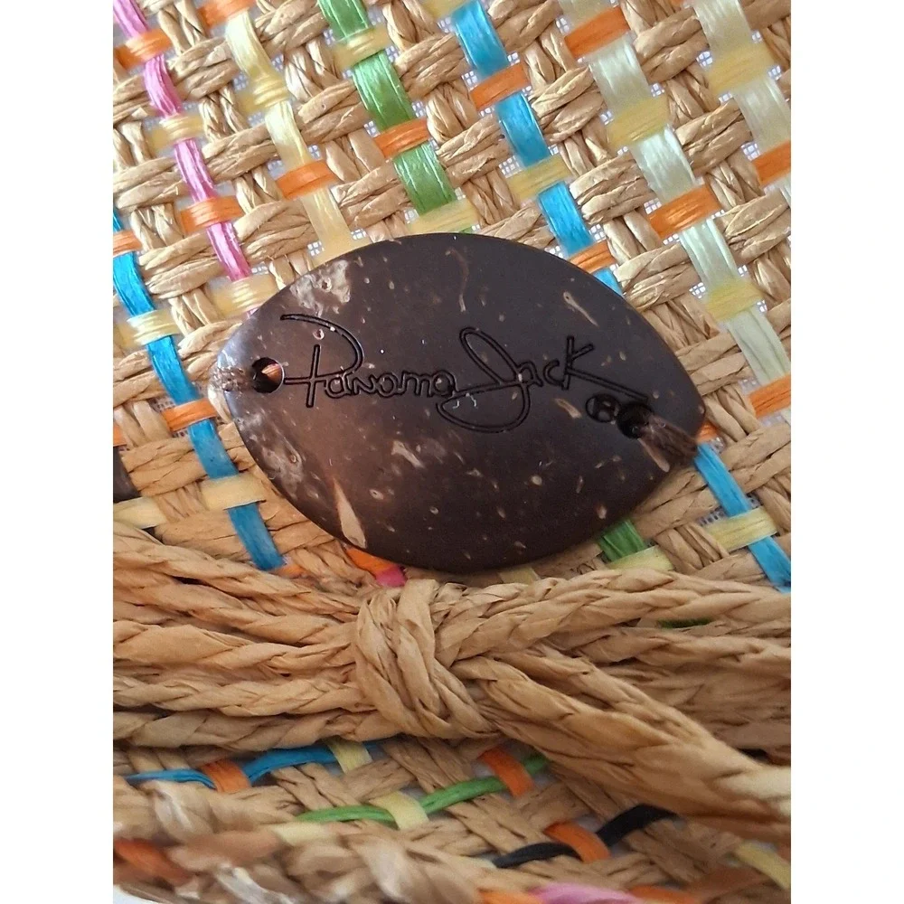 Panama Jack Multi Color Woven Paper Straw Fedora Hat Beach Sun Summer One Size
